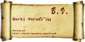 Berki Versény névjegykártya